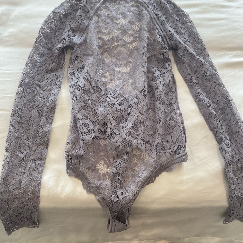 Victoria's Secret Elegant Lace Bodysuit - Gray